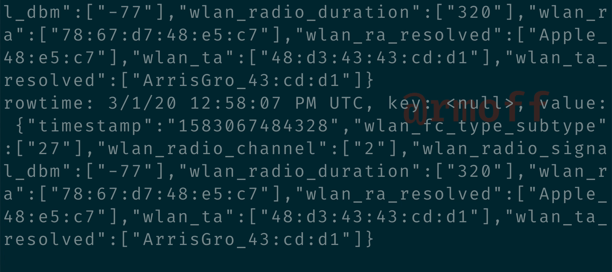 Wireshark data